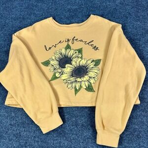 AWAKE Yellow Sunflower Love‎ is Fearless Cropped Sweatshirt Women's 2XL READ